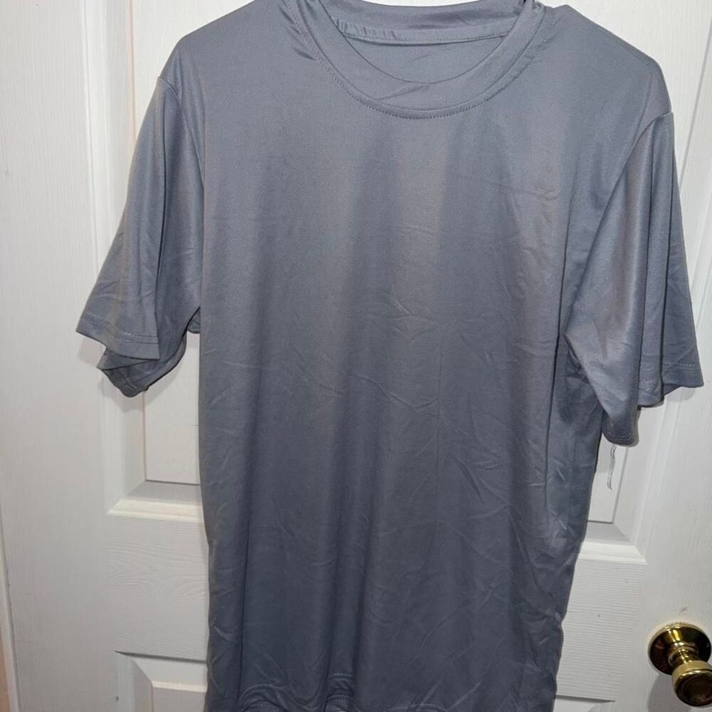 Unbranded Men's Grey and Blue T-shirt